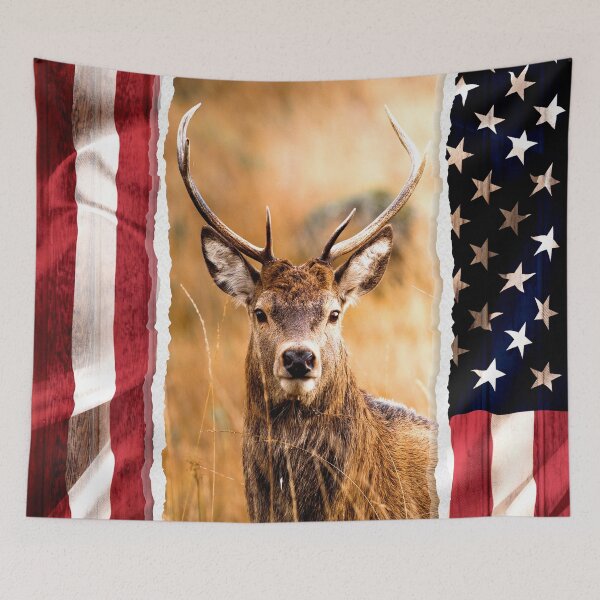Item preview, A single deer in the middle of the national flag designed and sold by Shawa Shop.
