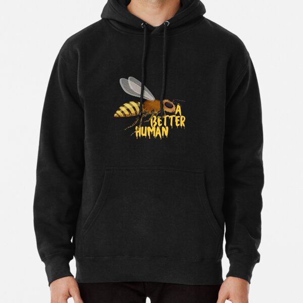 Bee White Graphic Pullover Hoodie - Design By Humans L 