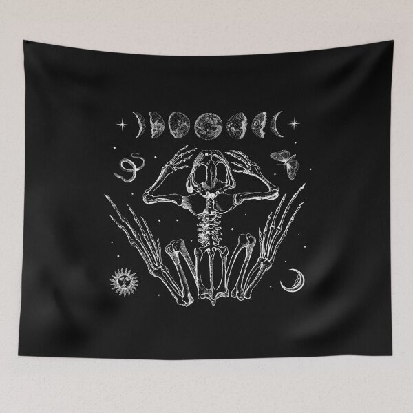 Item preview, Goblincore Frog Skeleton Design: A Dark Academia Aesthetic with Moon Phases for Gremlincore, Fairycore Enthusiasts and Gothic Witchy Punkwear Fans designed and sold by MinistryOfFrogs.