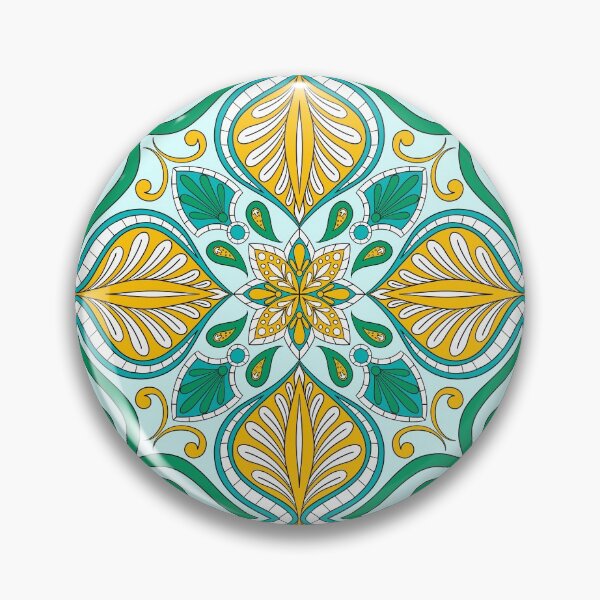 Item preview, Moroccan Tile Pattern - Yellow and Green - Detailed Block Print Design, simple pattern designed and sold by SemDesigns1.