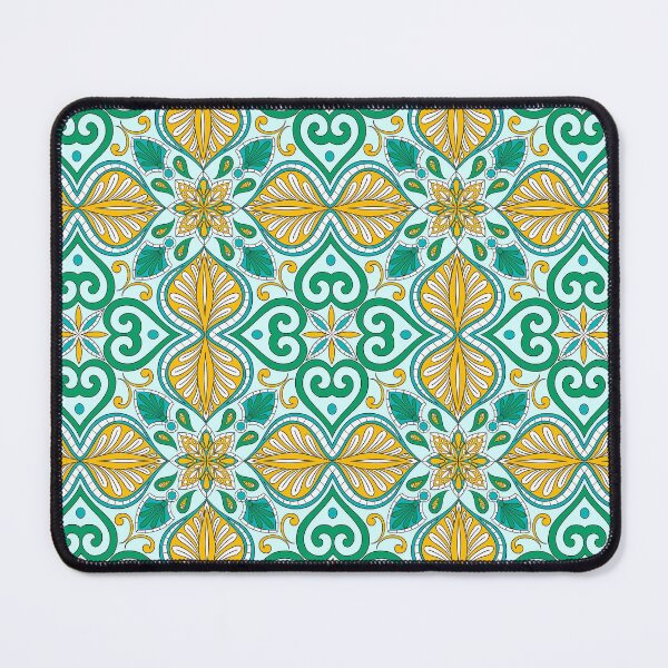 Item preview, Moroccan Tile Pattern - Yellow and Green - Detailed Block Print Design, simple pattern designed and sold by SemDesigns1.