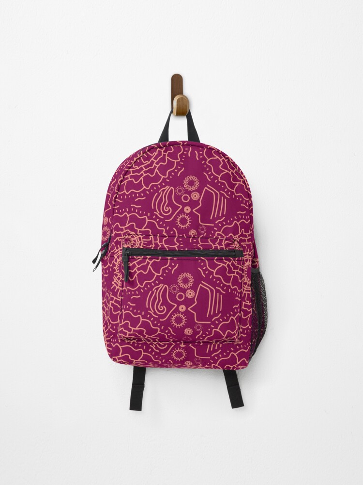Thumbnail 1 of 3, Backpack, Kazu Pattern Line Art Design with Pink Color designed and sold by R4CProject.