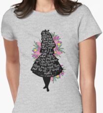 Alice in Wonderland Quote Silloette Women's Fitted T-Shirt