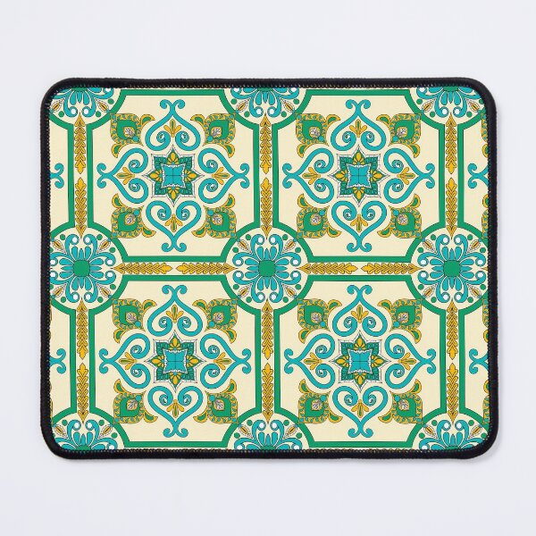 Item preview, Moroccan Tile Pattern - Yellow and Green - Detailed Block Print Design, simple pattern designed and sold by SemDesigns1.
