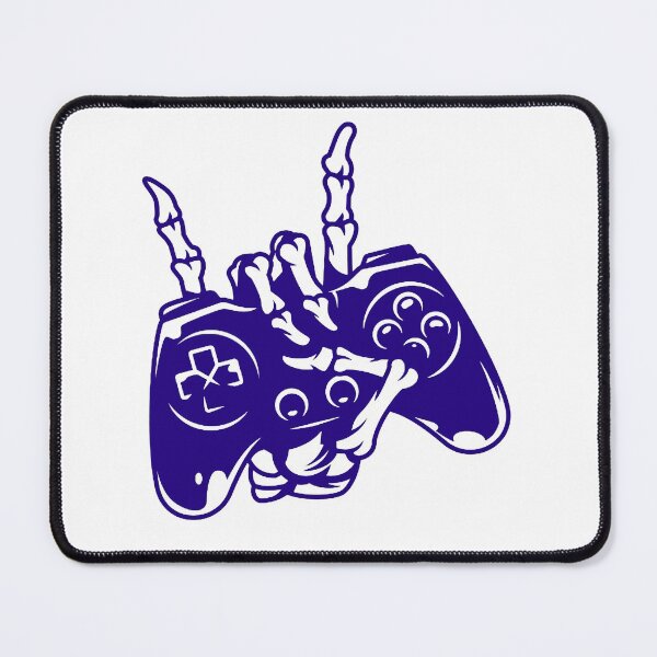 Item preview, Vintage Monochrome Gaming Gamepad Held by Skeleton Hand Blue designed and sold by WearWolfDesigns.