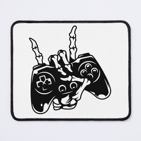 Item preview, Vintage Monochrome Gaming Gamepad Held by Skeleton Hand designed and sold by WearWolfDesigns.