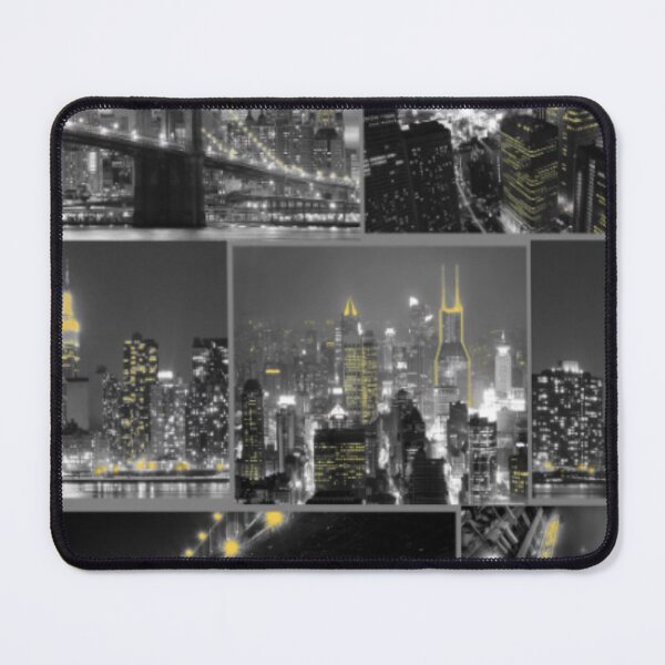 Item preview, Fresco City at Night Black Grey Yellow designed and sold by WearWolfDesigns.