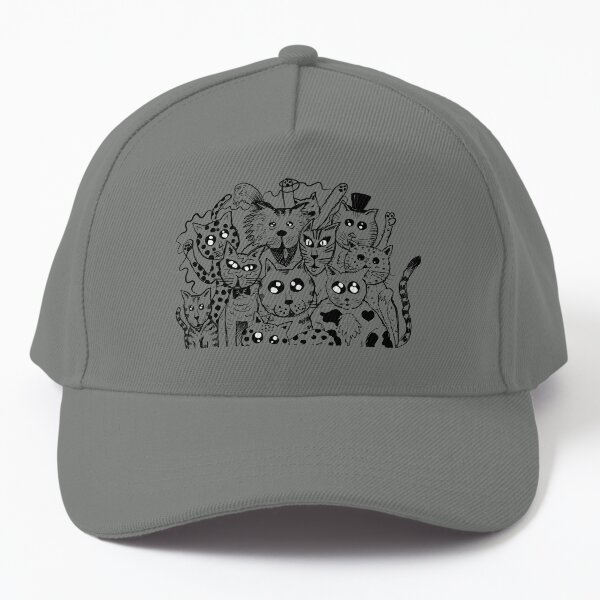La gang de chats noir et blanc. Casquette de baseball