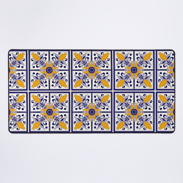 Item preview, Moroccan Tile Pattern - Yellow and Blue - Detailed Block Print Design, simple pattern designed and sold by SemDesigns1.
