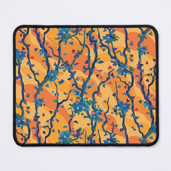 Item preview, Indigo flower blues on orange sunset designed and sold by runcatrun.