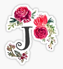 Floral Monogram Watercolor J Sticker