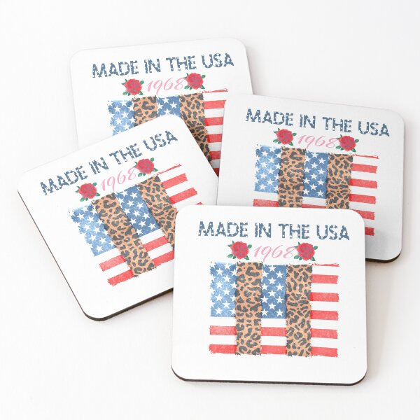 Item preview, Estampado de leopardo de la bandera americana Hecho en los Estados Unidos rosas 1968- Hecho en 1968 designed and sold by Designs Of all kinds.