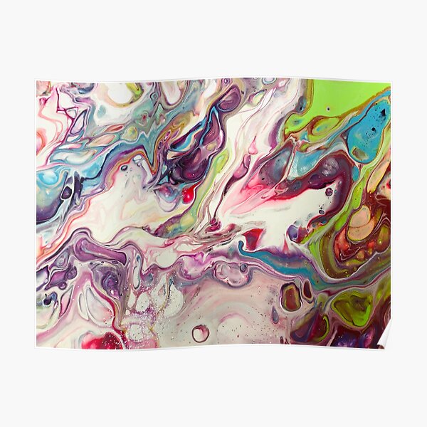 Buntes wildes Pouringbild Poster