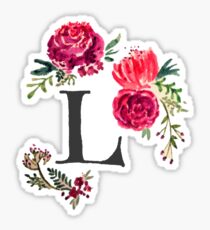 Floral Monogram Watercolor Letter L Sticker