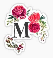 Floral Monogram Watercolor Letter M Sticker
