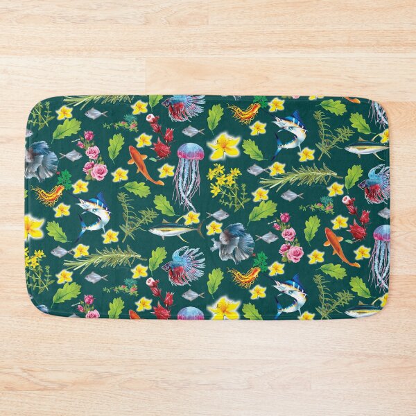 Item preview, Decorative pattern with fish, flowers and herbs designed and sold by Special-Ninja.