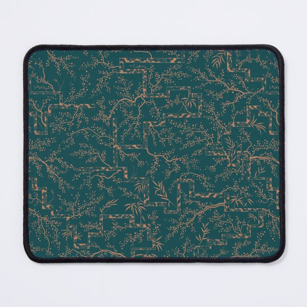 Item preview, Antique copper sakura bloom on dark green silk designed and sold by runcatrun.