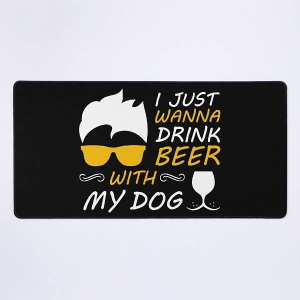 Item preview, I Just Want To Drink Beer With My Dog - Trendy quote typographical White + Yellow designed and sold by WearWolfDesigns.