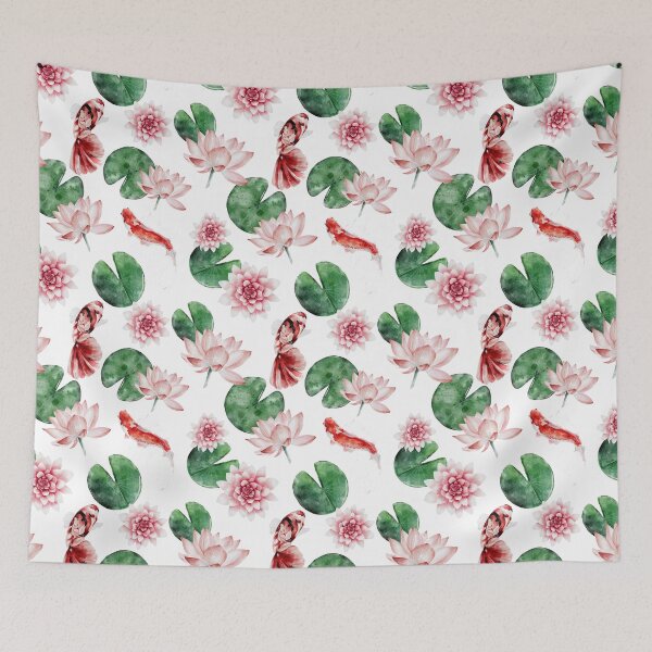 Item preview, Koi Fish  in Lily Pads Watercolor Pattern designed and sold by TheMinnie.