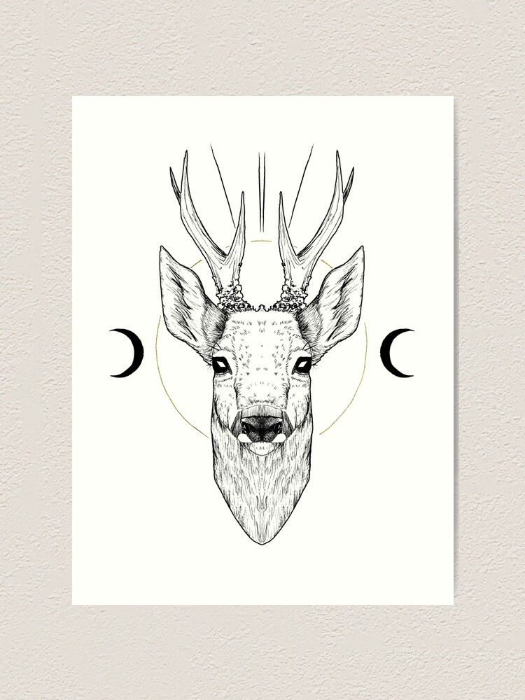 Wall Art Print, Deer Ink Art