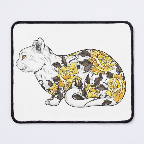 Item preview, Cat in Yellow Roses Tattoo designed and sold by runcatrun.