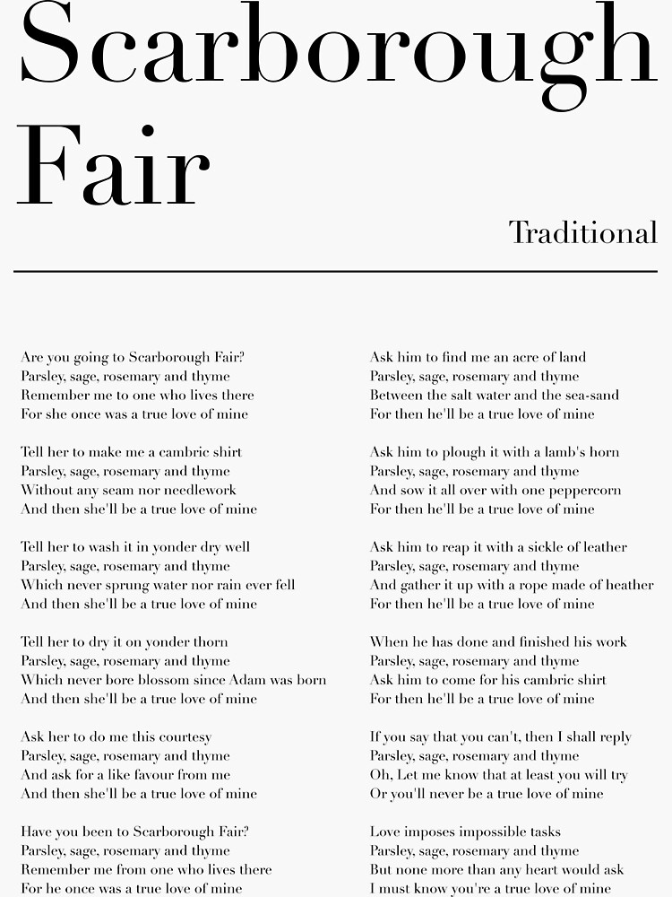 Scarborough Fair' lyrics - Classical Music