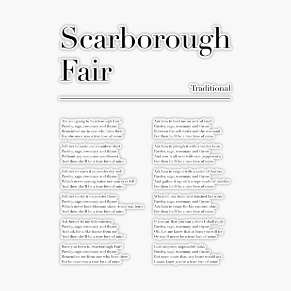 Conhecimento é uma benção: Salsa, Sálvia, Alecrim e Tomilho. A beleza em Scarborough  Fair