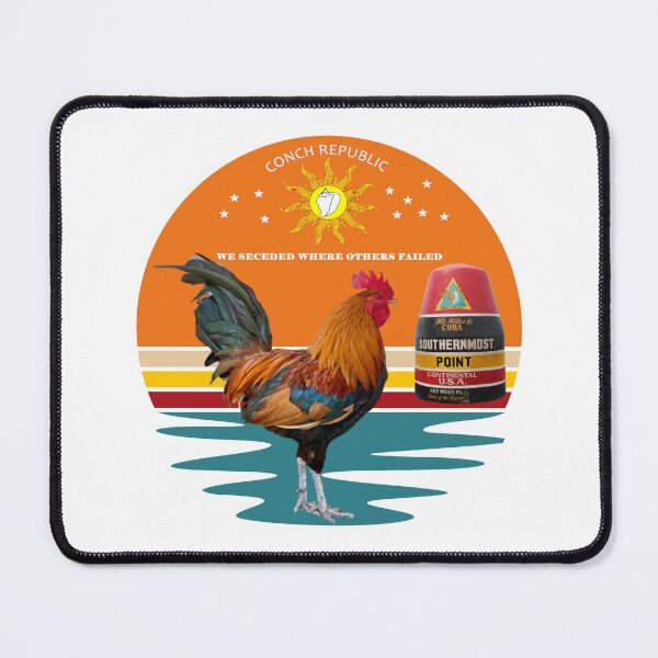 Item preview, Key West Rooster Conch Republic Southernmost Point Sunset Black BG designed and sold by KeysTreasures.