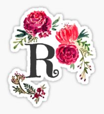 Floral Monogram Watercolor Letter R Sticker