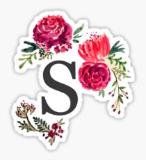 Floral Monogram Watercolor Letter S Sticker