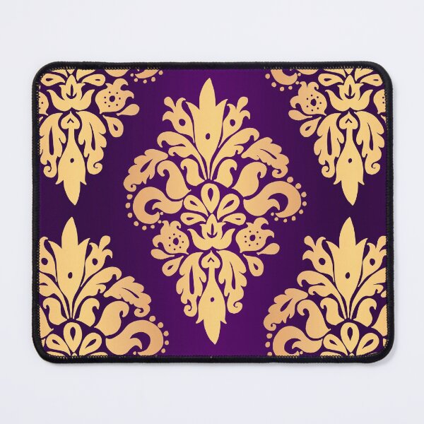 Purple and Gold Classic Damask Pattern Mouse Pad