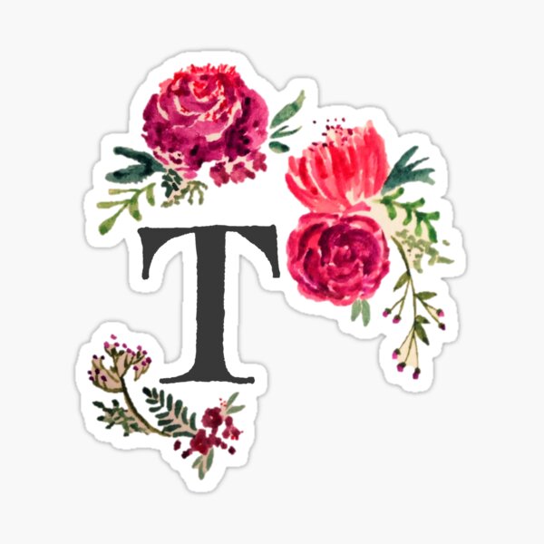 Aperçu de l'œuvre Lettre aquarelle floral monogramme T créée et vendue par SaraLoone.