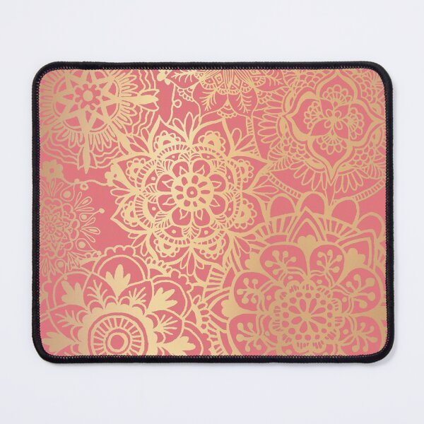 Item preview, Coral Pink and Gold Mandala Pattern designed and sold by Julie Erin Designs.