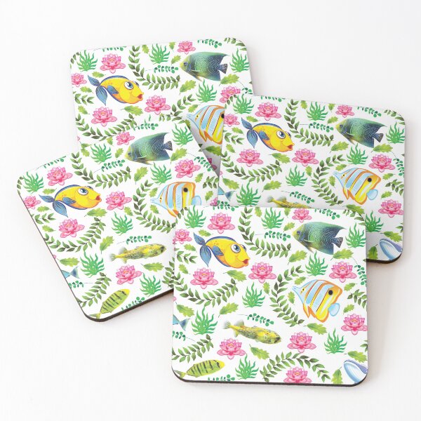 Item preview, Decorative pattern with fishes, flowers, and herbs designed and sold by Special-Ninja.
