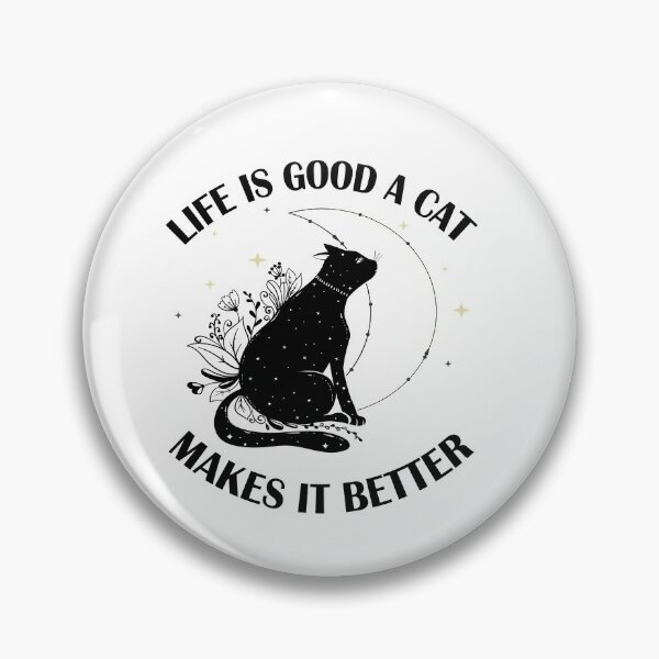 Item preview, Life Is Good A Cat Makes It Better Black cat with flowers & moon & stars designed and sold by FreeMood.