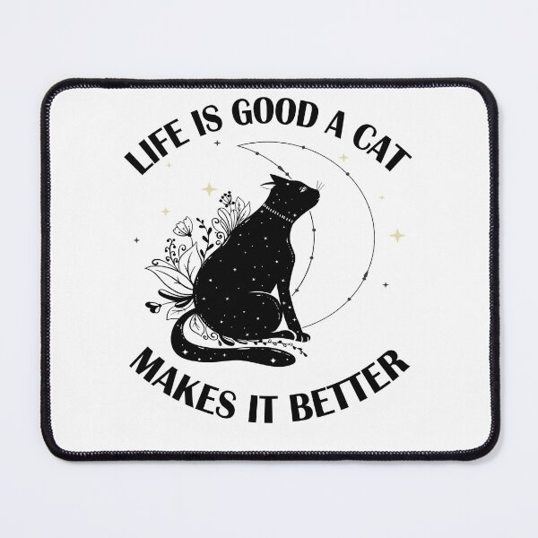 Item preview, Life Is Good A Cat Makes It Better Black cat with flowers & moon & stars designed and sold by FreeMood.