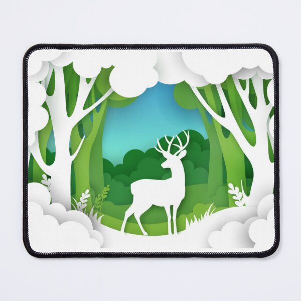 Item preview, Save Animals - Paper cut forest landscape and beautiful deer - White designed and sold by WearWolfDesigns.