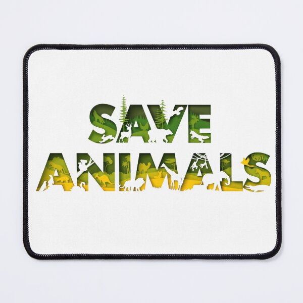 Item preview, Save Animals - Wording Text Slogan with Silhouette Animals against a Jungle Background designed and sold by WearWolfDesigns.