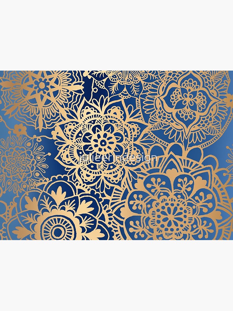 Blue and Gold Mandala Pattern by julieerindesign