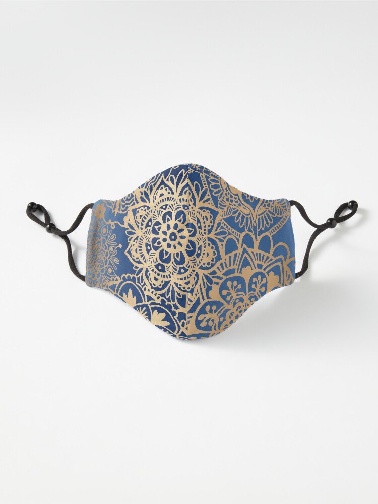 Alternate view of Blue and Gold Mandala Pattern Mask