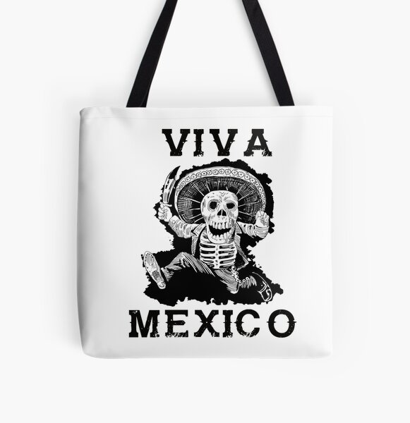 Three Pockets Frida and Mariachi Skeleton Tote Bag in Vinyl Material