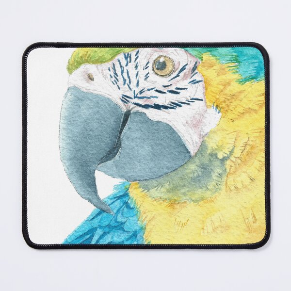 Item preview, blue and gold macaw - watercolor parrot portrait designed and sold by L'Atelier Oranjade.