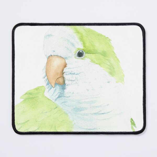 Item preview, monk quaker green parakeet watercolor portrait designed and sold by L'Atelier Oranjade.