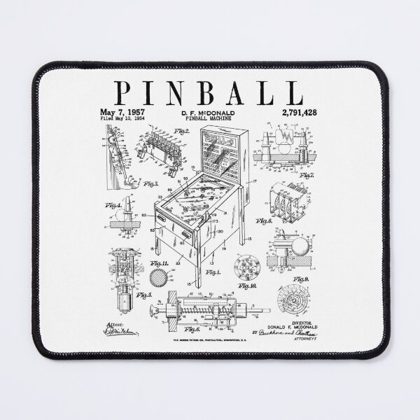 Item preview, Pinball Arcade Gaming Machine Vintage Gamer Patent Print designed and sold by GrandeDuc.