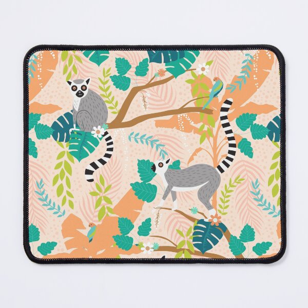 Item preview, Lemurs in a Peach Jungle designed and sold by latheandquill.