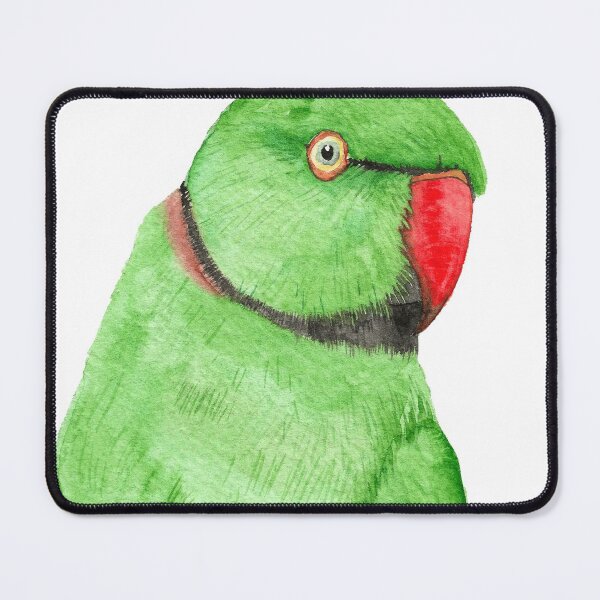 Item preview, Rose-ringed parakeet or ring-necked parrots watercolor - bird painting designed and sold by L'Atelier Oranjade.