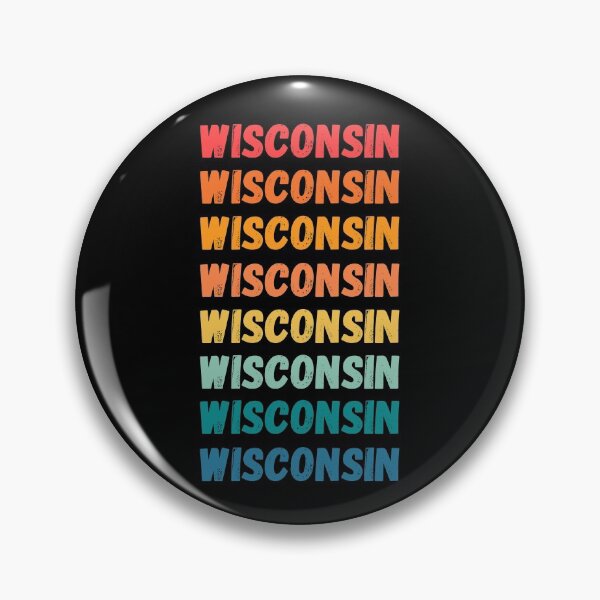 Artikelvorschau, WISCONSIN - herhaalde retro vintage zonsondergangkleuren met een verontrust ontwerpeffect Grafisch T-shirt | Essentieel T-shirt entworfen und verkauft von printdot.