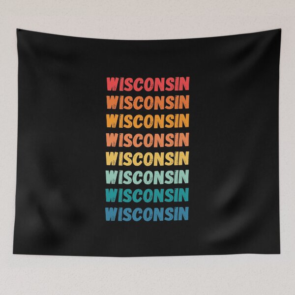 Item preview, WISCONSIN - repeated retro vintage sunset colors with a distressed design effect Graphic T-Shirt | Essential T-shirt designed and sold by printdot.
