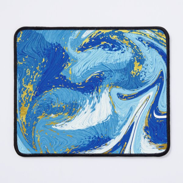 Blue Marble Swirl Pattern Design Nautical Waves Mouse Pad