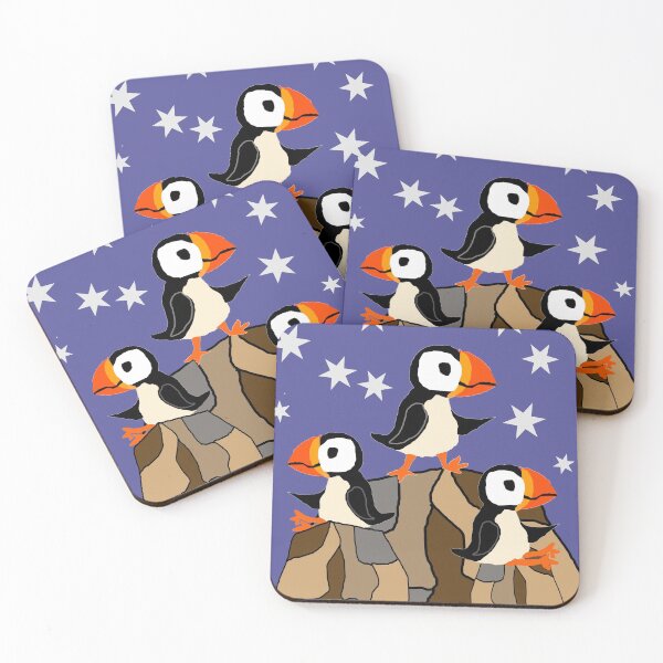 Item preview, Funny Puffin Birds on Rocks Art designed and sold by Nature's Fancy.